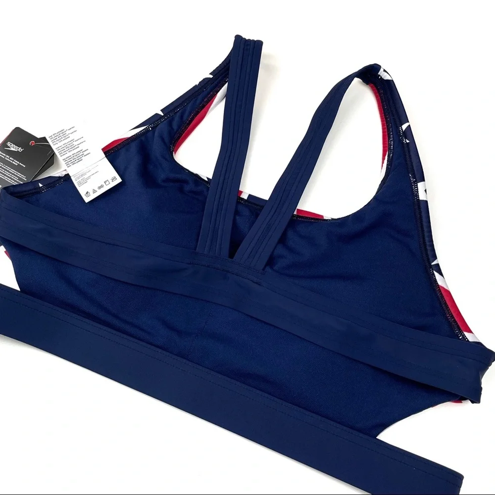 Speedo | NWT Striped Star American Flag Swim Bikini Top - Picture 5 of 6